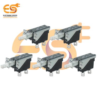 KDC-A04 250V 10A 2 Pin Metal Body Panel Mount Plastic Handle Push Switch Pack of 5